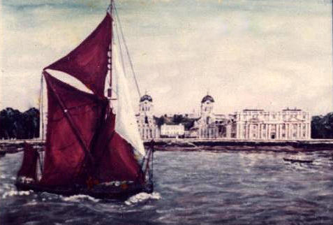 Thames Sailing Barge Passing The Royal Naval College Greenwich Painting by Mackenzie Moulton