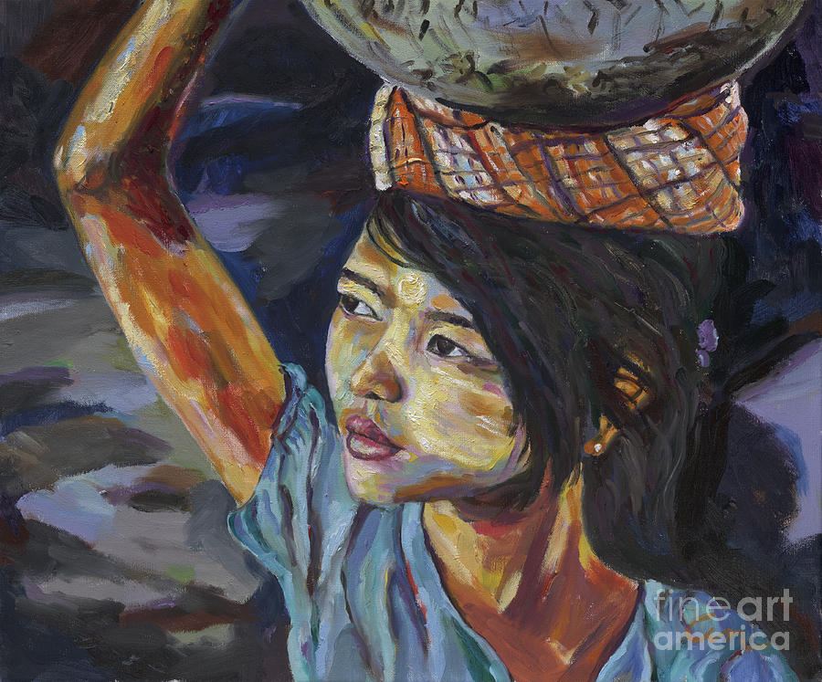 Thanaka Girl of Burma Painting by Michael Cinnamond