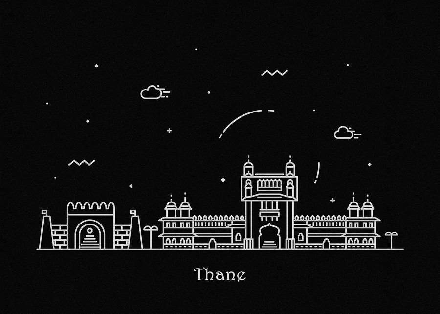 Thane Skyline Travel Poster Drawing by Inspirowl Design