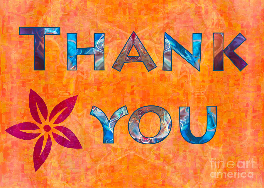 Thank you Flower Abstract Greeting Card Artwork by Omaste Witkow Painting by Omaste Witkowski