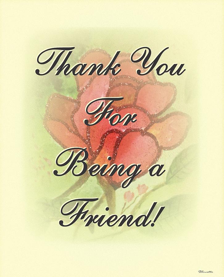 Thank You Friend - Rose 2 Mixed Media by Sticky Friends - Fine Art America