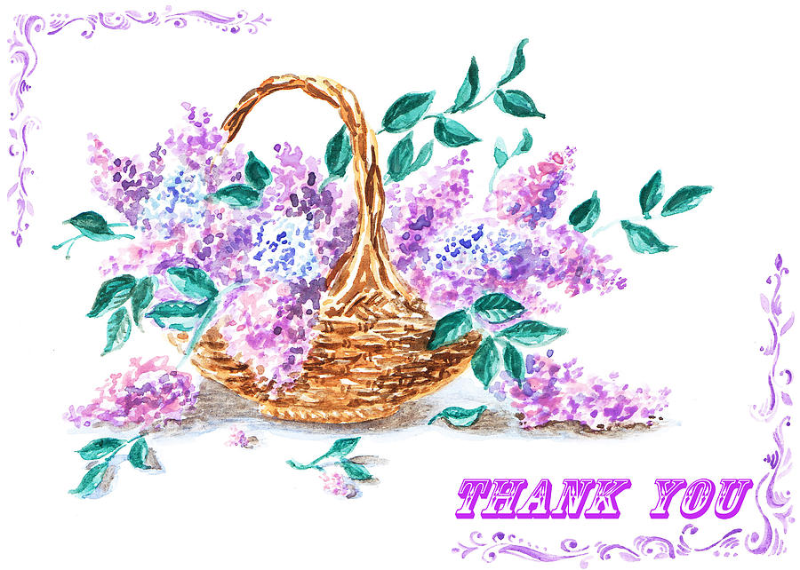 Thank You Lilac Flowers Painting by Irina Sztukowski