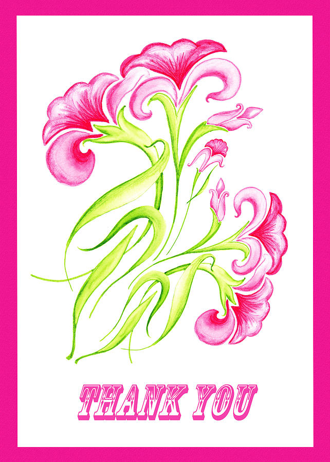 Thank You Pink Flowers Painting by Irina Sztukowski