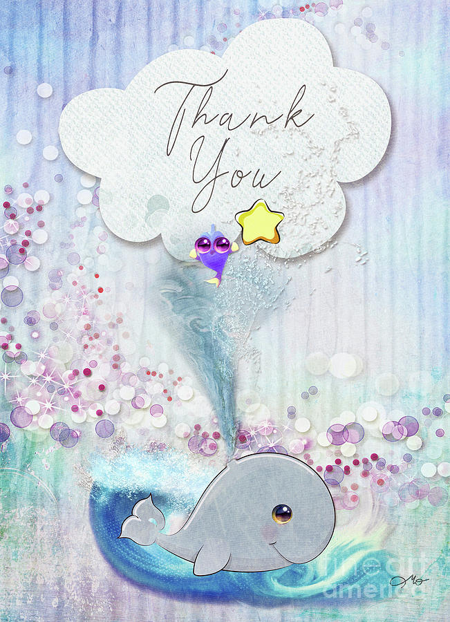 Thank You - Whale  Mixed Media by Mo T