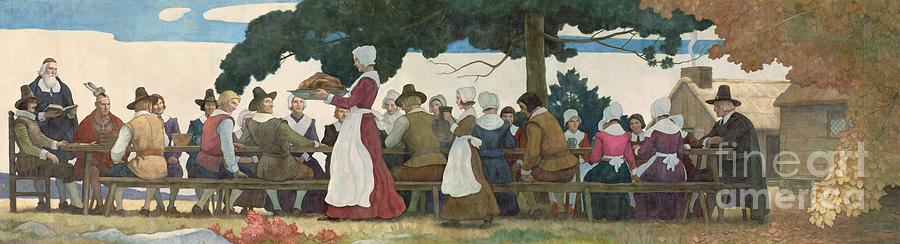 Thanksgiving Painting - Thanksgiving Banquet by Newell Convers Wyeth