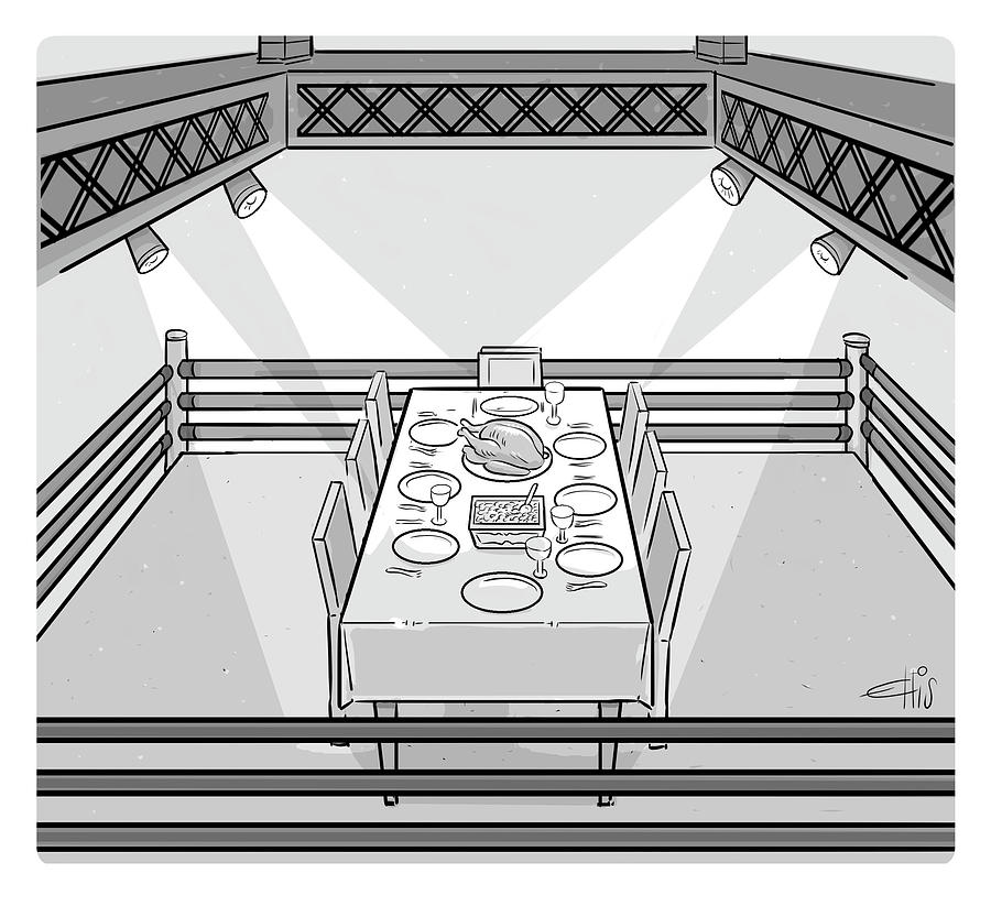 Thanksgiving Boxing Ring Drawing by Ellis Rosen
