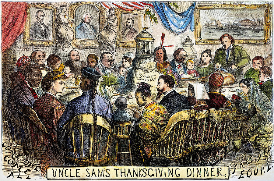 Thanksgiving Cartoon, 1869 Photograph by Granger