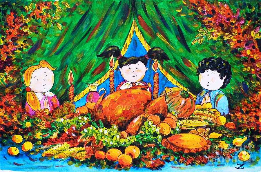 Turkey Painting - Thanksgiving Day by Zaira Dzhaubaeva