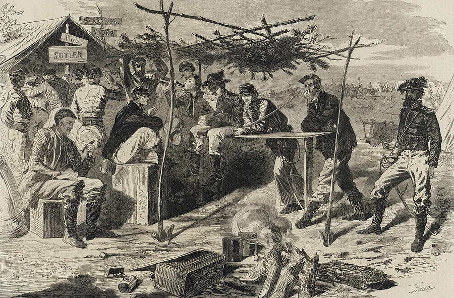 Thanksgiving in Camp Drawing by Winslow Homer