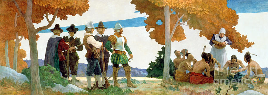 Thanksgiving with Indians Painting by Newell Convers Wyeth