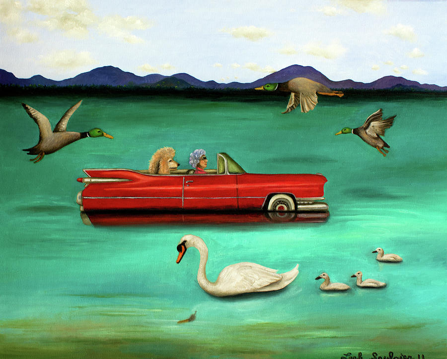 Swan Painting - That Damn GPS by Leah Saulnier The Painting Maniac