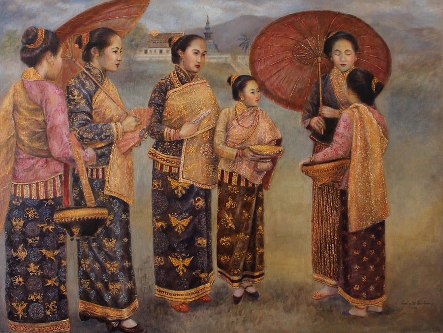 That Luang Festival of Luang Prabang Painting by Sompaseuth Chounlamany
