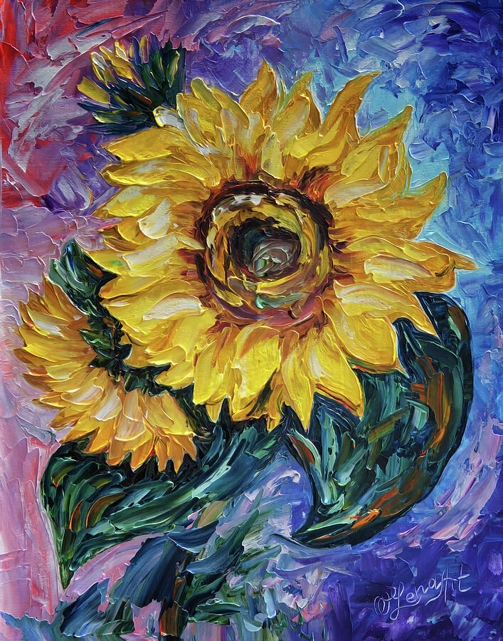Sunflower Textured Palette Knife Painting A Vibrant Artwork Painting by OLena Art
