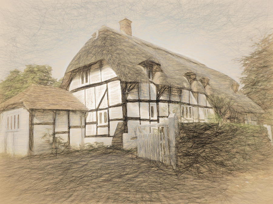 Thatched Cottage in Micheldever Digital Art by Jayne Wilson