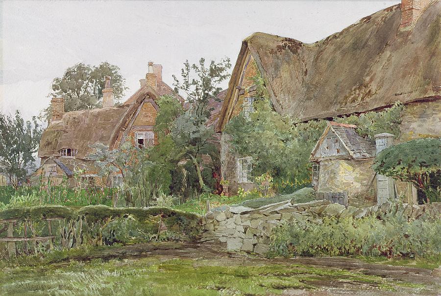 Cottage Painting - Thatched Cottages and Cottage Gardens by John Fulleylove