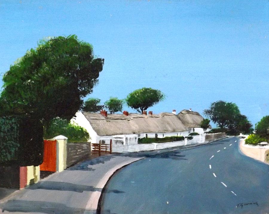 Cottage Painting - Thatched Cottages, Dunmore East by Tony Gunning