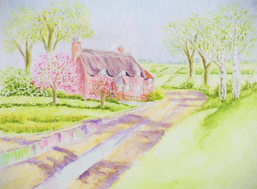 Thatched Country Cottage 2 Painting by Laura Richards