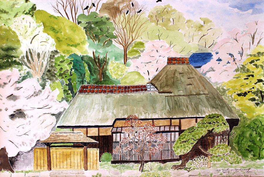 Thatched Japanese House Painting by Vera Smith
