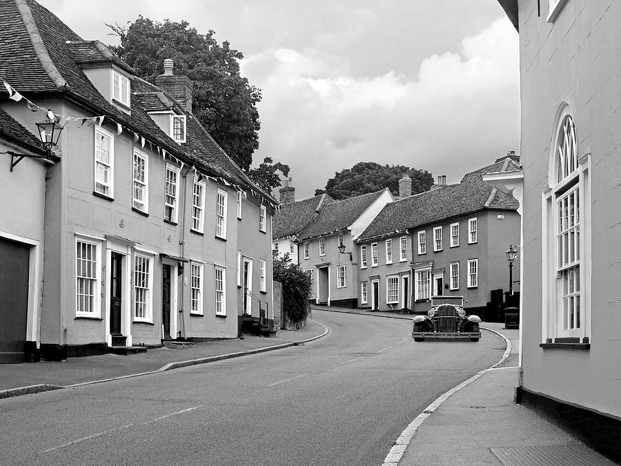 Thaxted Cottages in Black and White Photograph by Gill Billington