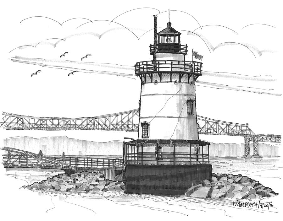 The 1883 Lighthouse at Sleepy Hollow Drawing by Richard Wambach