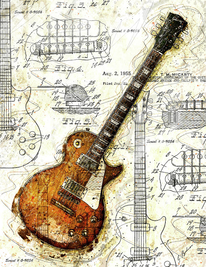 Guitar Still Life Digital Art - The 1955 Les Paul Custom by Gary Bodnar