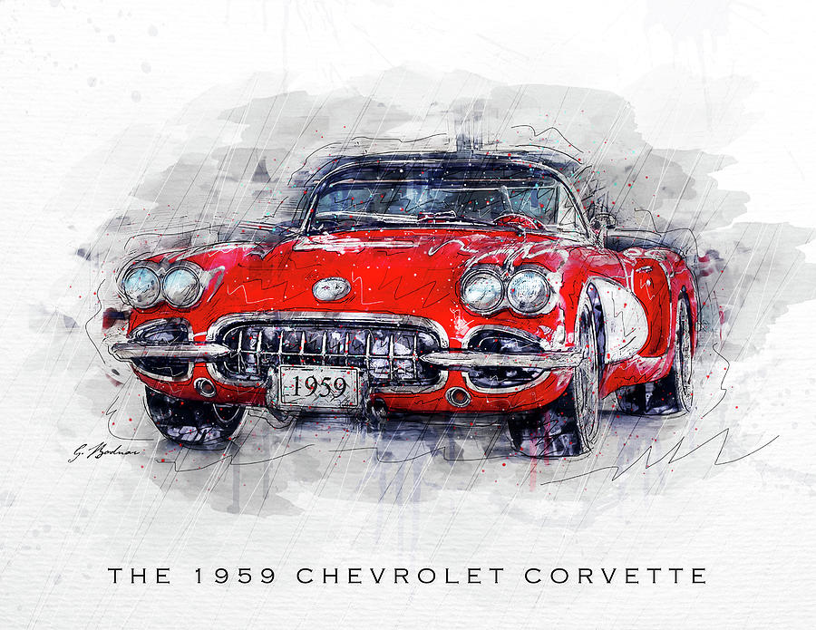 The 1959 Chevrolet Corvette Digital Art by Gary Bodnar
