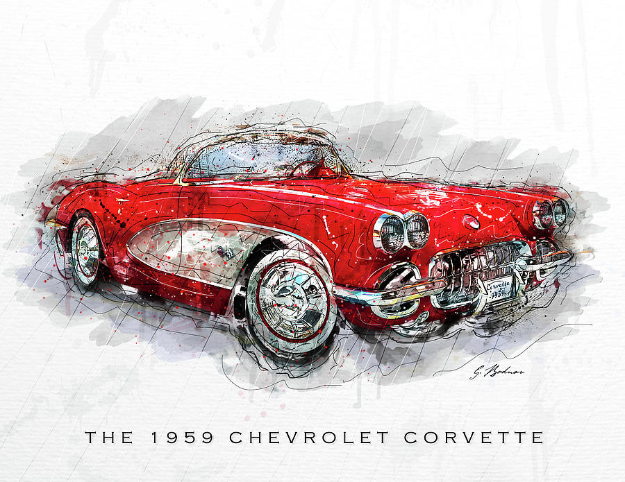 Car Digital Art - The 1959 Chevrolet Corvette II by Gary Bodnar