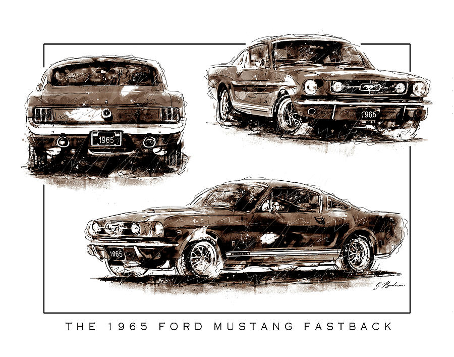 The 1965 Ford Mustang Fastback Tritone Digital Art by Gary Bodnar