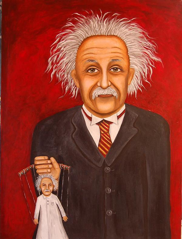Portrait Painting - The 2 Einsteins by Leah Saulnier The Painting Maniac