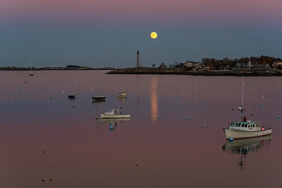 The 2016 Supermoon over Marblehead Harbor Marblehead MA Photograph by Toby McGuire