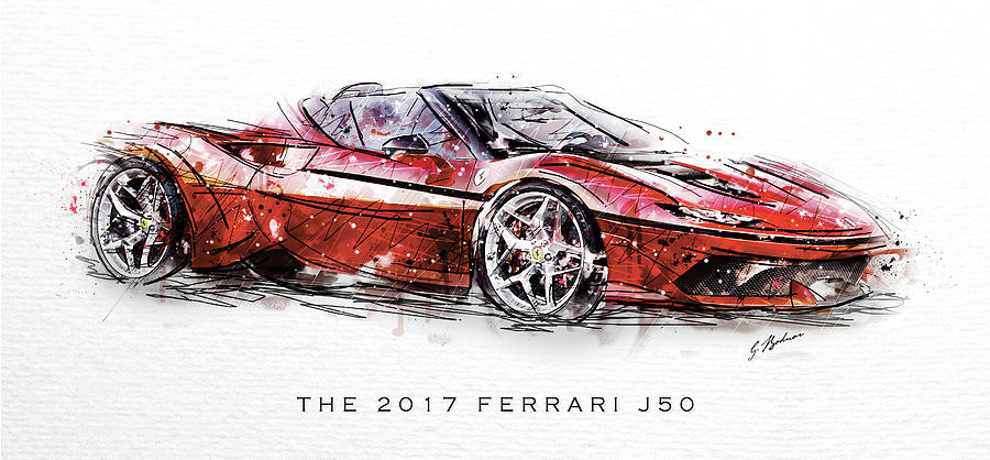 Ferrari Digital Art - The 2017 Ferrari J50 by Gary Bodnar