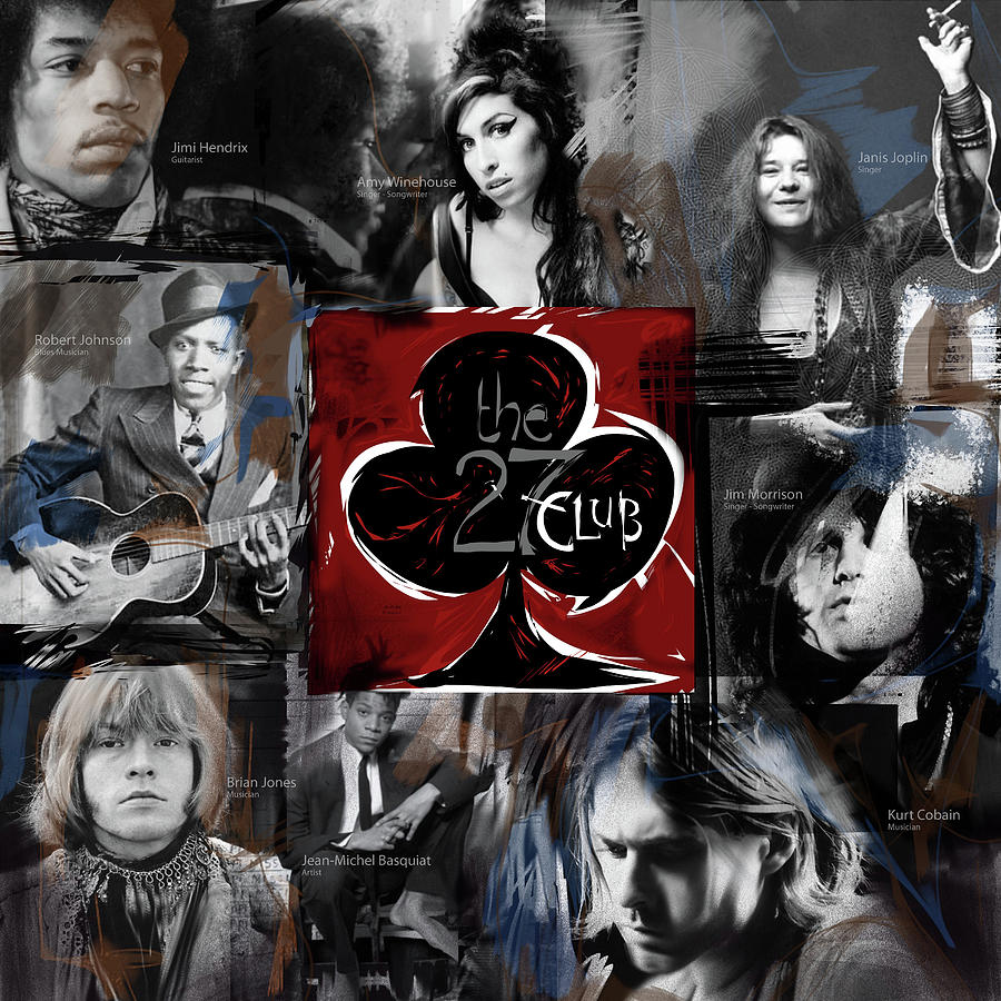 Jimi Hendrix Mixed Media - The 27 Club by Russell Pierce