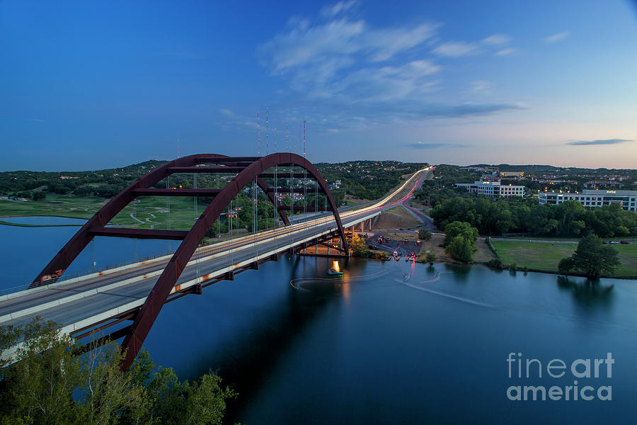 Sunset Photograph - The 360 Bridge is Austins majestic through-arch bridge across Lake Austin  by Dan Herron