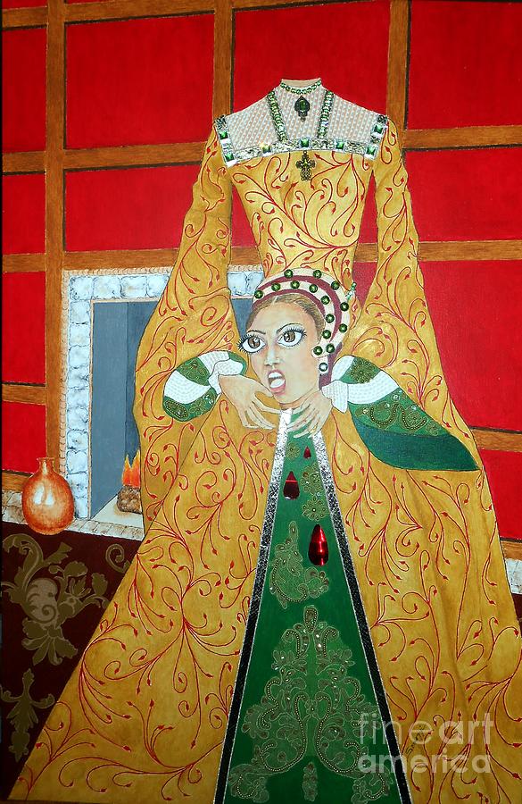 The 5th, Beheaded -- Tudor Portrait, Catherine Howard, #3 in Famous Flirts Series Mixed Media by Jayne Somogy