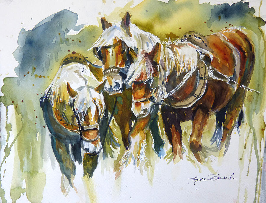 Horse Painting - The A Team by P Maure Bausch