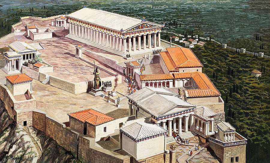 Greek Painting - The Acropolis and Parthenon by Roger Payne