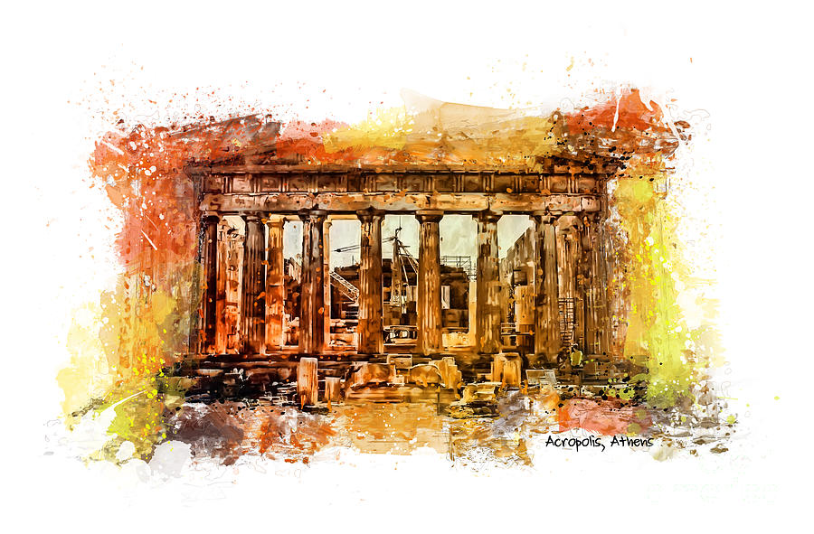 The Acropolis Of Athens Mixed Media - The Acropolis Of Athens by Justyna Jaszke JBJart