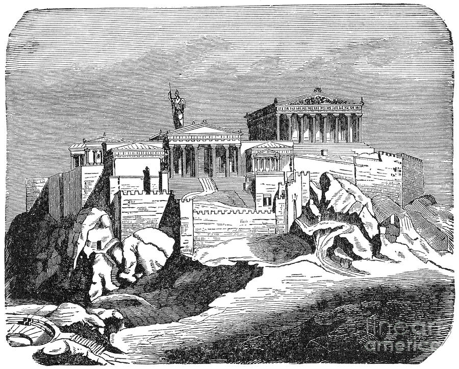 THE ACROPOLIS, RESTORED, c1894 - to license for professional use visit GRANGER.com Drawing by Granger