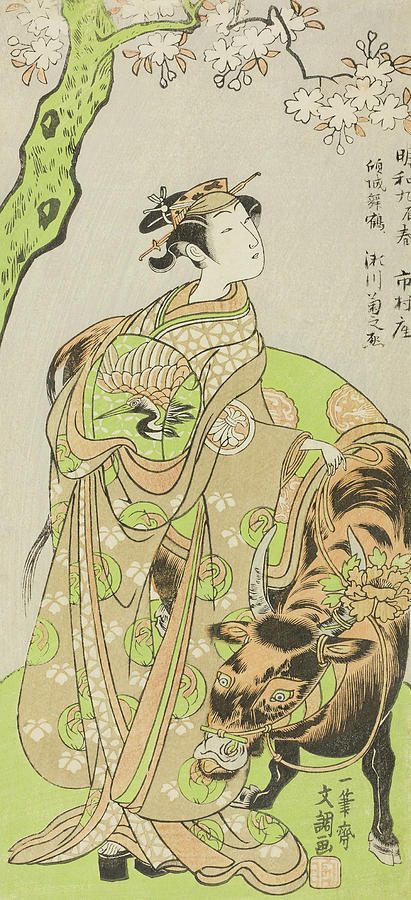 The Actor Segawa Kikunojo II as the Courtesan Maizuru in the Play Furisode Kisaragi Soga Painting by Ippitsusai Buncho