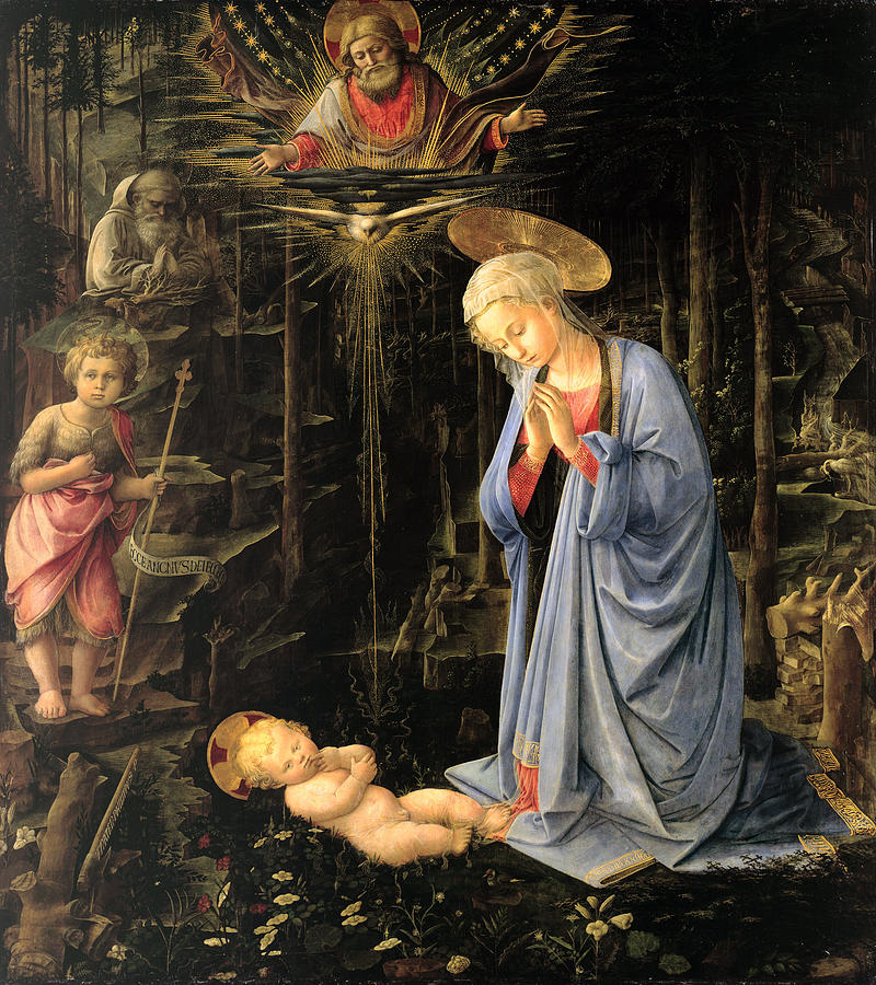 Fra Filippo Lippi Painting - The Adoration in the Forest by Fra Filippo Lippi