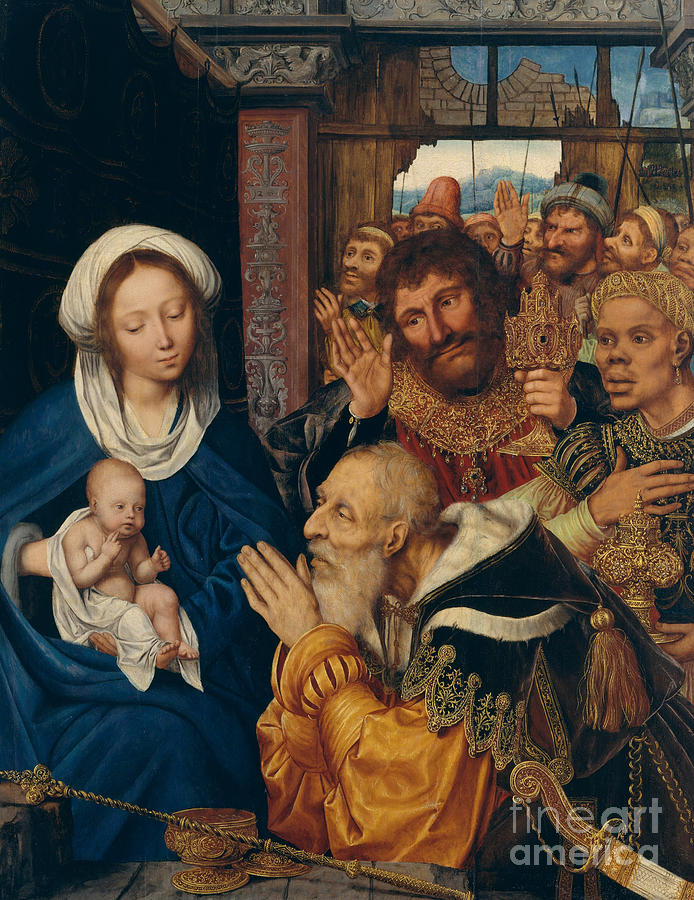 Madonna Painting - The Adoration of the Magi, 1526 by Quentin Massys or Metsys