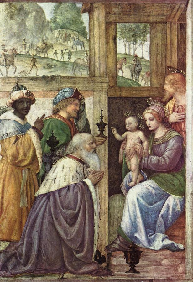 Bernardino Luini Painting - The Adoration of the Magi by Bernardino Luini