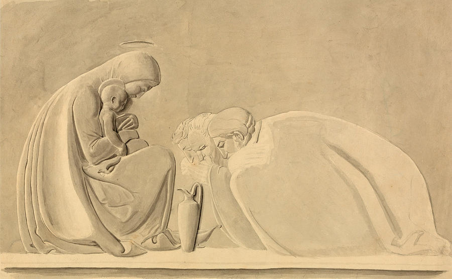 The Adoration of the Magi Drawing by John Flaxman
