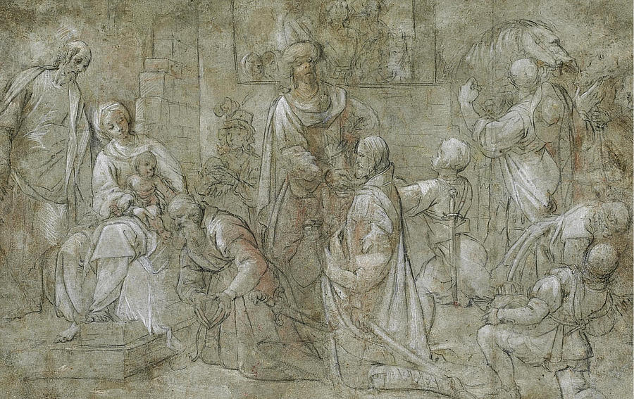 The Adoration of the Magi Drawing by Pier Francesco Mazzucchelli