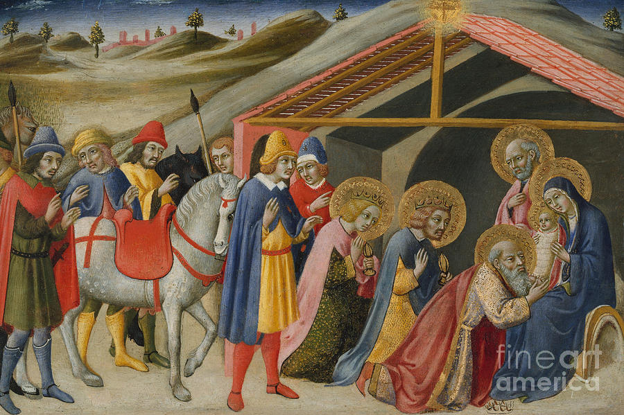 Christmas Painting - The Adoration of the Magi by Sano di Pietro or Ansano di Pietro di Mencio