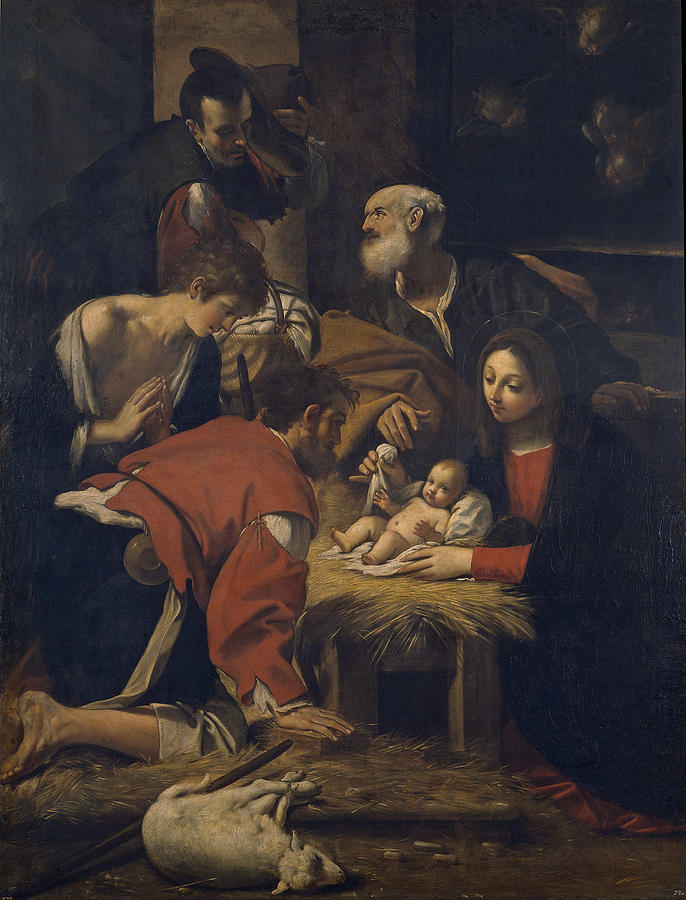 The Adoration of the Shepherds Painting by Giacomo Cavedone