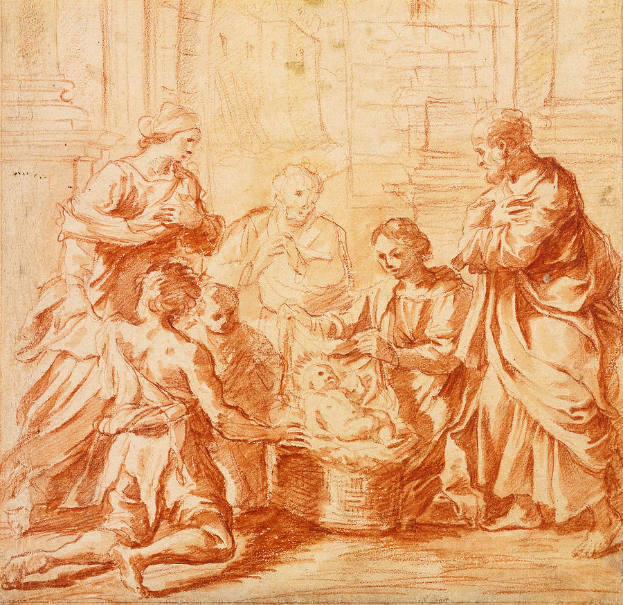 The Adoration of the Shepherds Drawing by Giovanni Maria Morandi