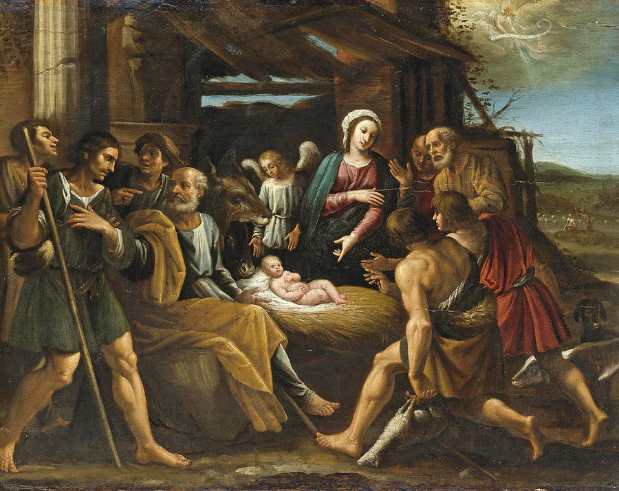 The Adoration of the Shepherds Painting by Giuseppe Vermiglio
