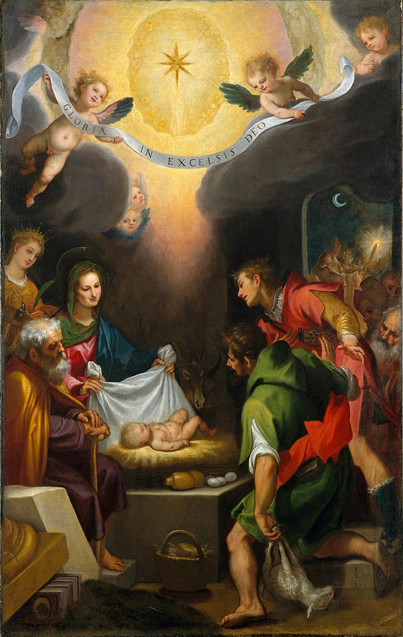 Beautiful Painting - The Adoration of the Shepherds with Saint Catherine of Alexandria by Cigoli