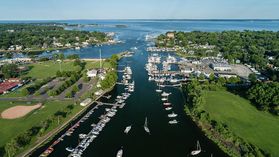 The aerial view to the Mamaroneck marina, Westchester County Photograph ...